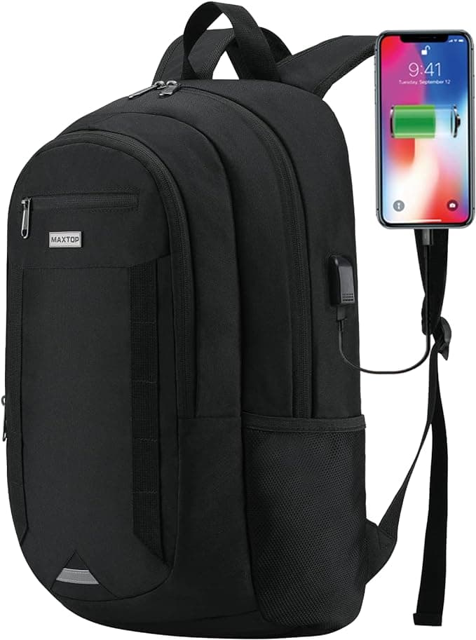 MAXTOP Travel Laptop Backpack Business Backpacks with USB Charging Port Water Resistant School College Bookbag