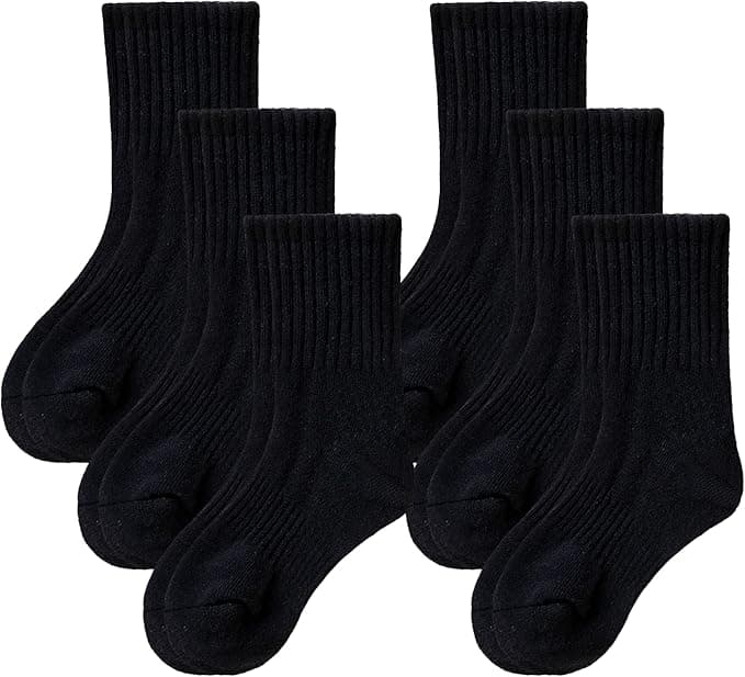 SeeyAN Kids Socks Boys Girls Athletic Cotton Socks Breathable Crew Classic Childs Sport Socks 6 Pairs